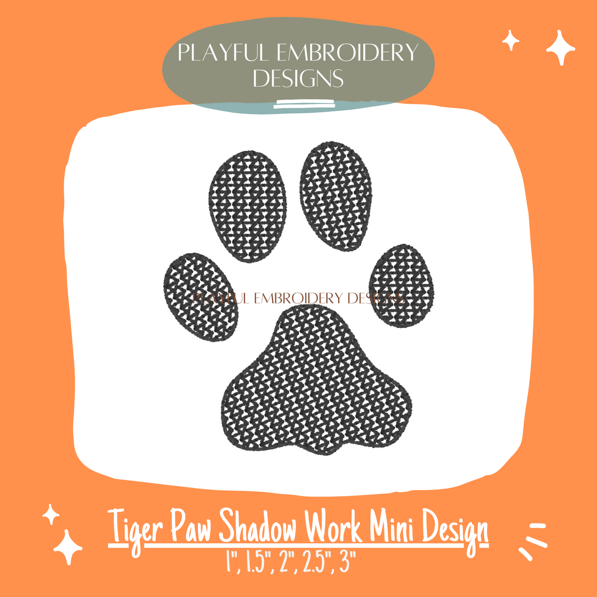 Tiger Paw Shadow Work Machine Embroidery Design (Digital Download)