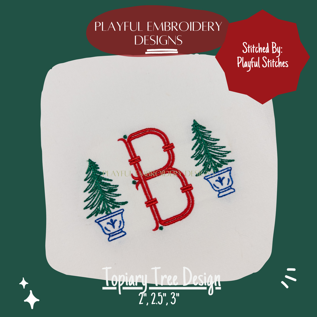 Christmas Tree Topiary Design for Machine Embroidery, Digital Download