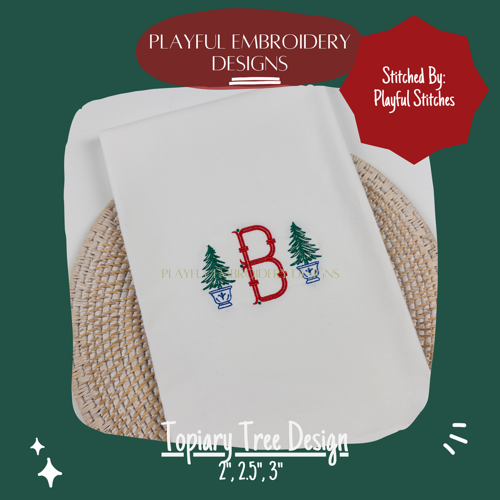 Christmas Tree Topiary Design for Machine Embroidery, Digital Download