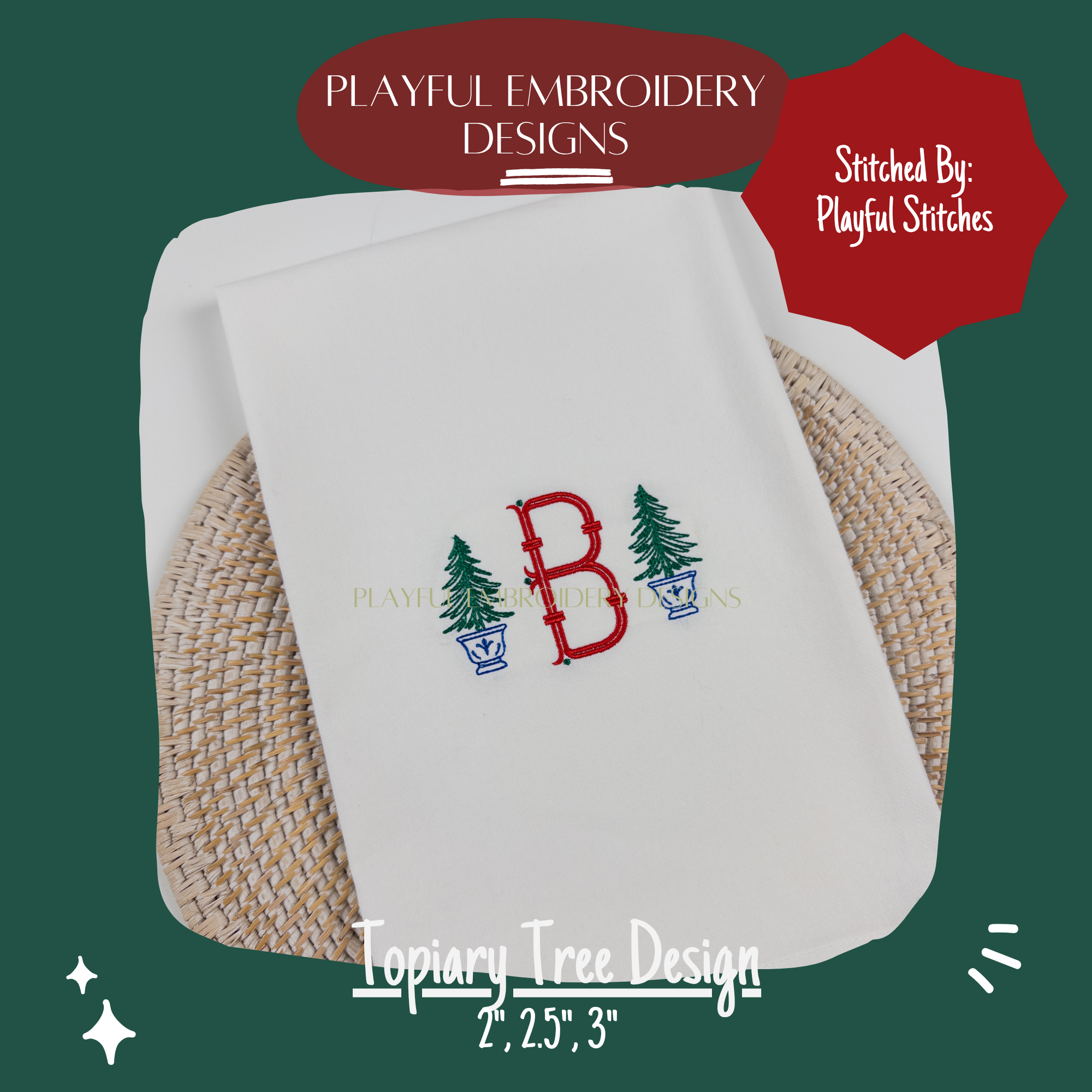 Christmas Tree Topiary Design for Machine Embroidery, Digital Download