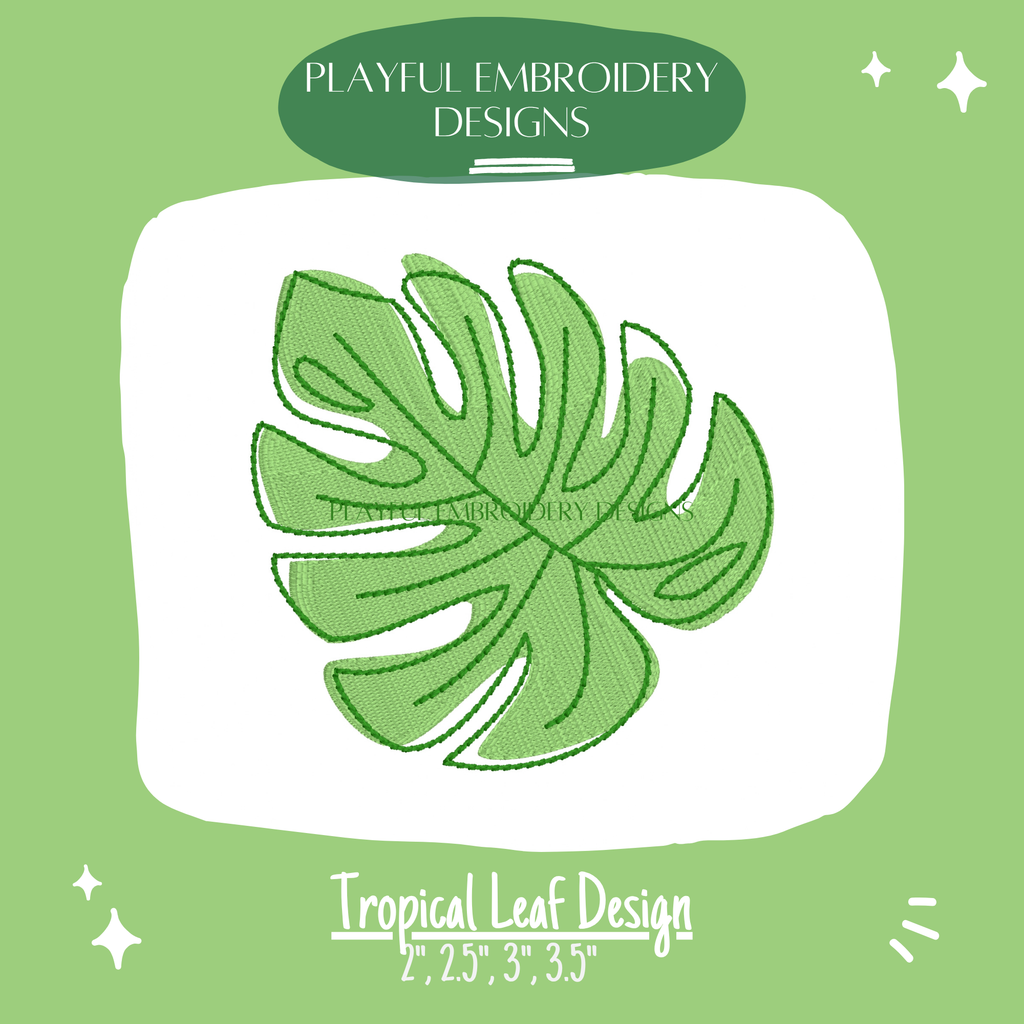 Tropical Palm Leaf Embroidery Design for Machine Embroidery (Digital Download)