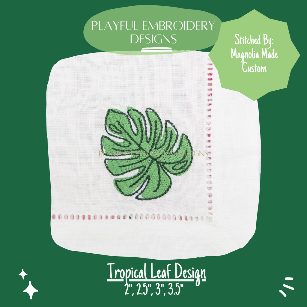 Tropical Palm Leaf Embroidery Design for Machine Embroidery (Digital Download)