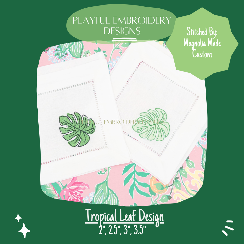 Tropical Palm Leaf Embroidery Design for Machine Embroidery (Digital Download)