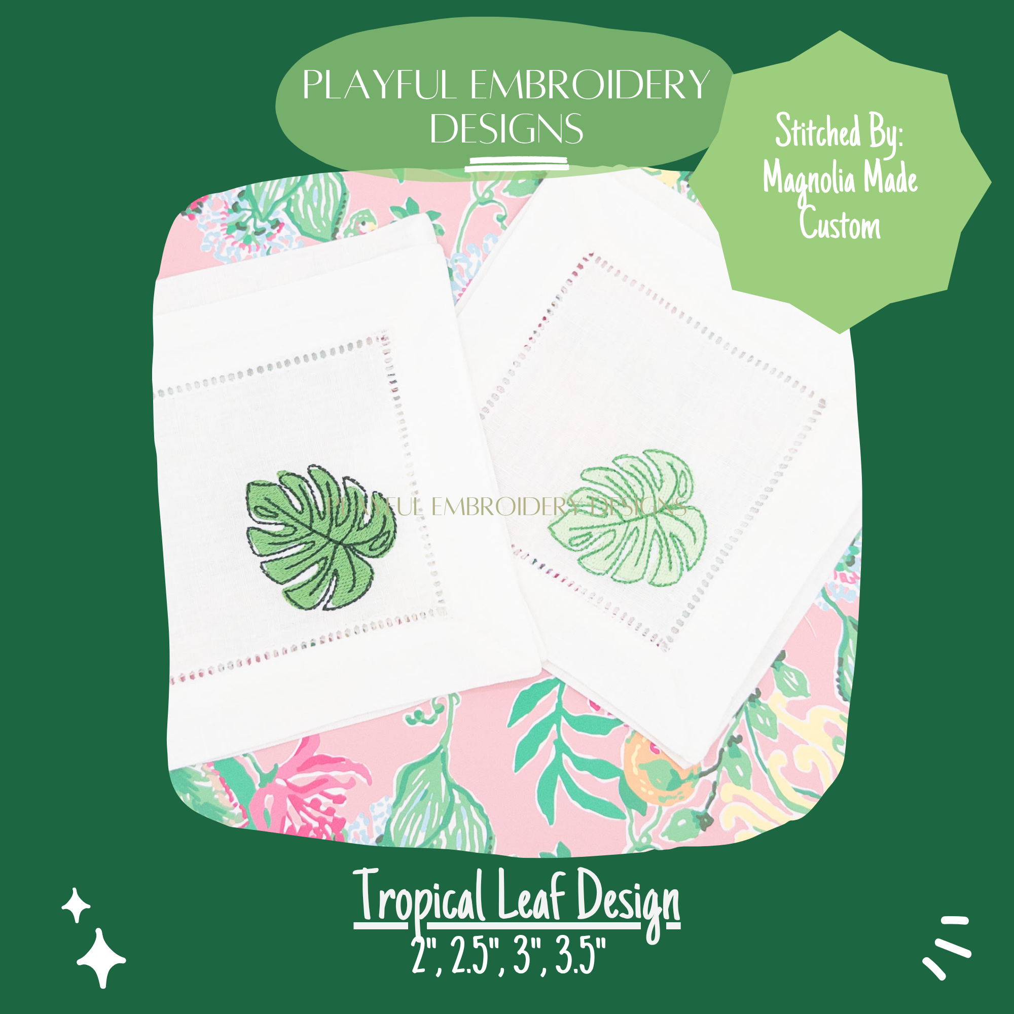 Tropical Palm Leaf Embroidery Design for Machine Embroidery (Digital Download)