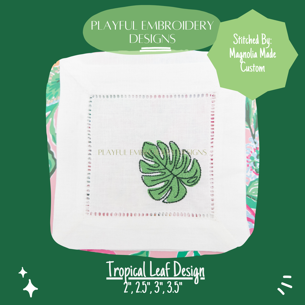 Tropical Palm Leaf Embroidery Design for Machine Embroidery (Digital Download)