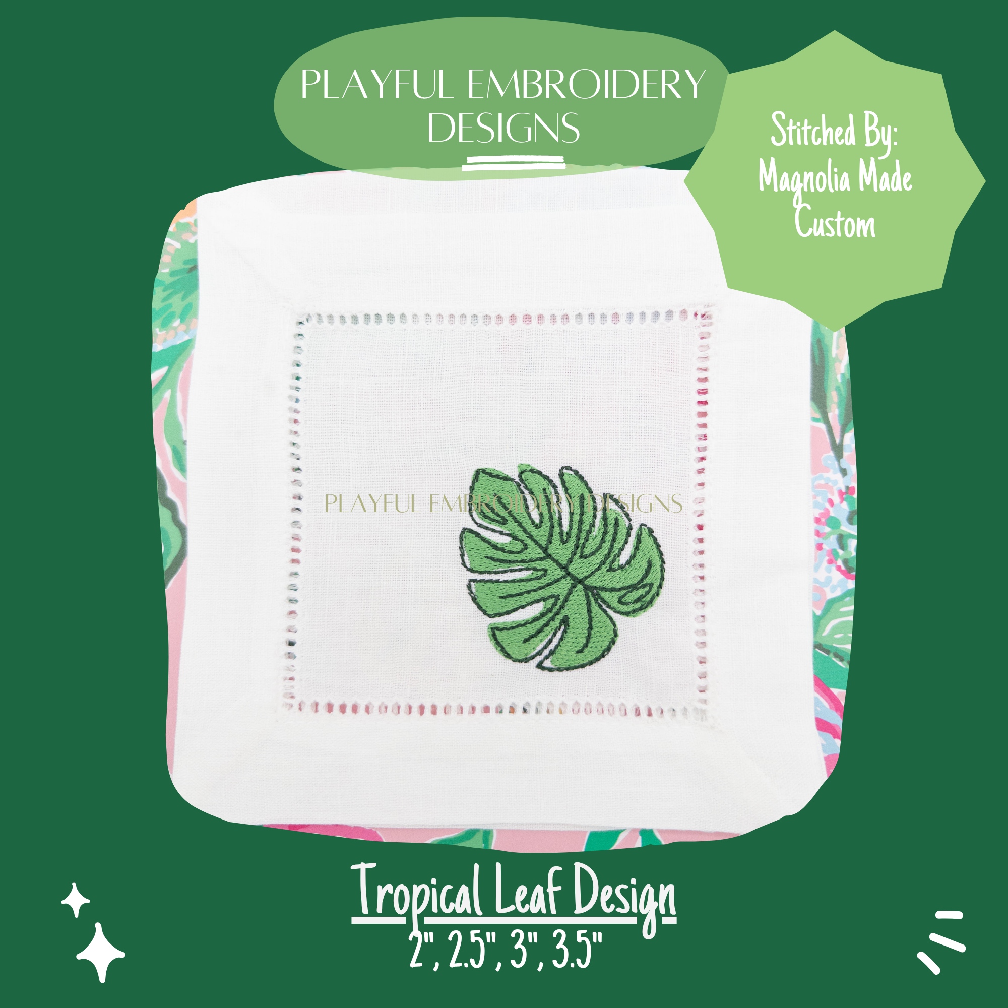 Tropical Palm Leaf Embroidery Design for Machine Embroidery (Digital Download)