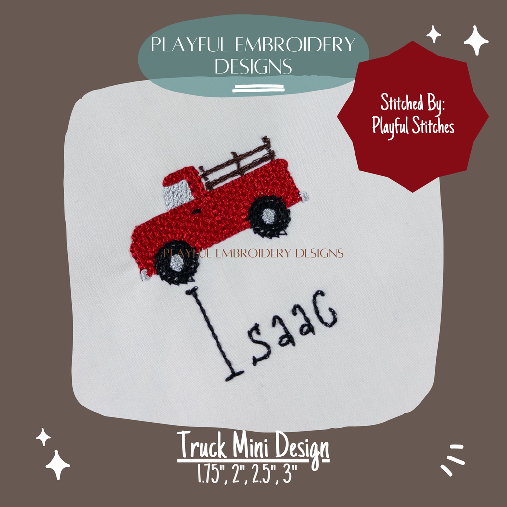 Vintage Truck Mini Design for Machine Embroidery (Digital Download)
