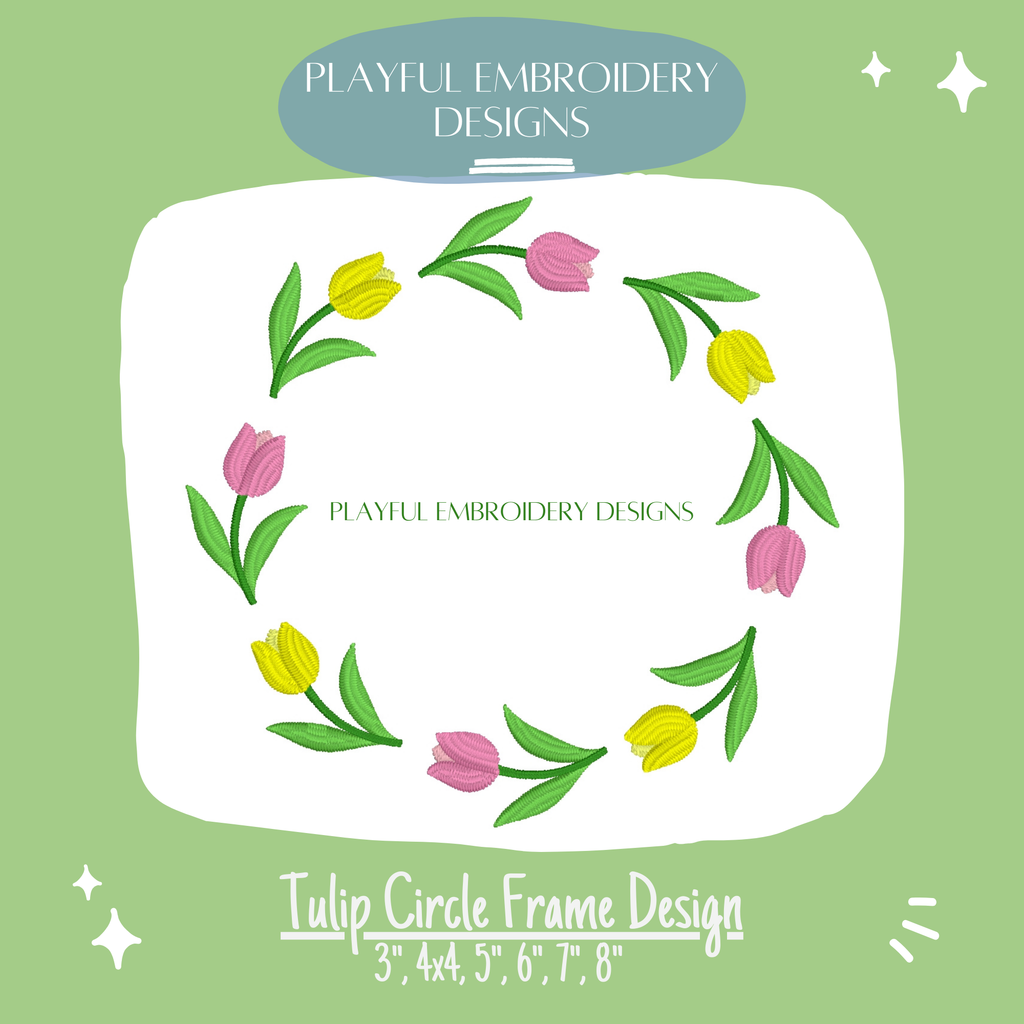 Tulip Circle Frame Machine Embroidery Design (Digital Download)