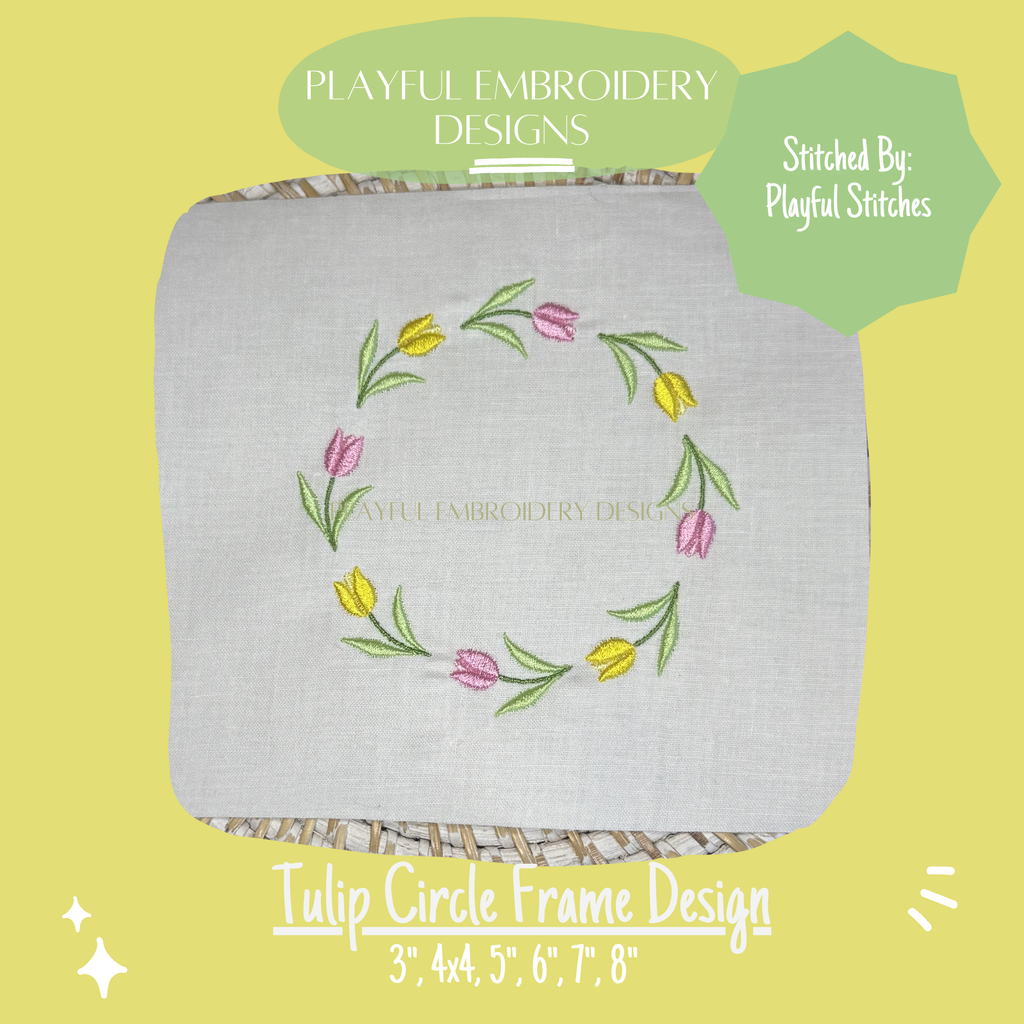 Tulip Circle Frame Machine Embroidery Design (Digital Download)