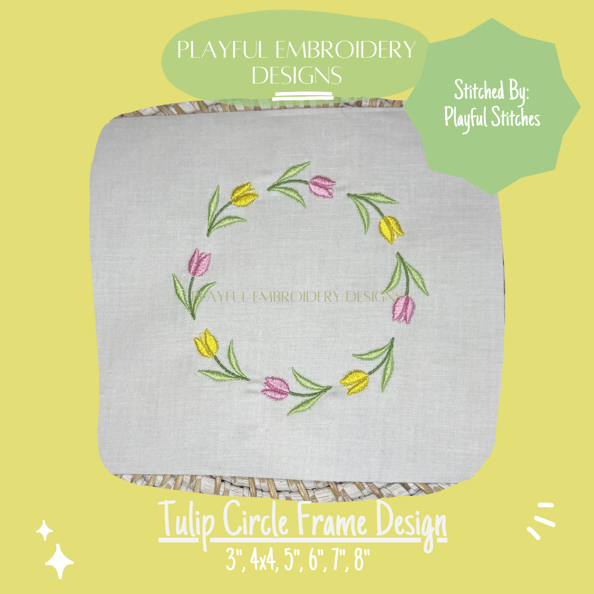 Tulip Circle Frame Machine Embroidery Design (Digital Download)