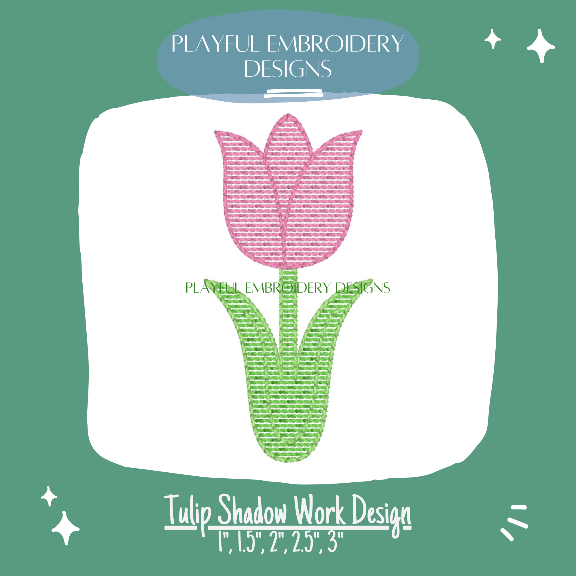 Tulip Flower Shadow Work Design for Machine Embroidery (Digital Download)
