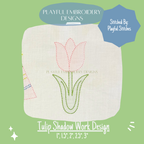 Tulip Flower Shadow Work Design for Machine Embroidery (Digital Download)