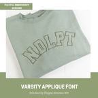 Varsity Satin Stitch Applique Font, Varsity Machine Embroidery Design (2.5-4 inch) (Digital Download)