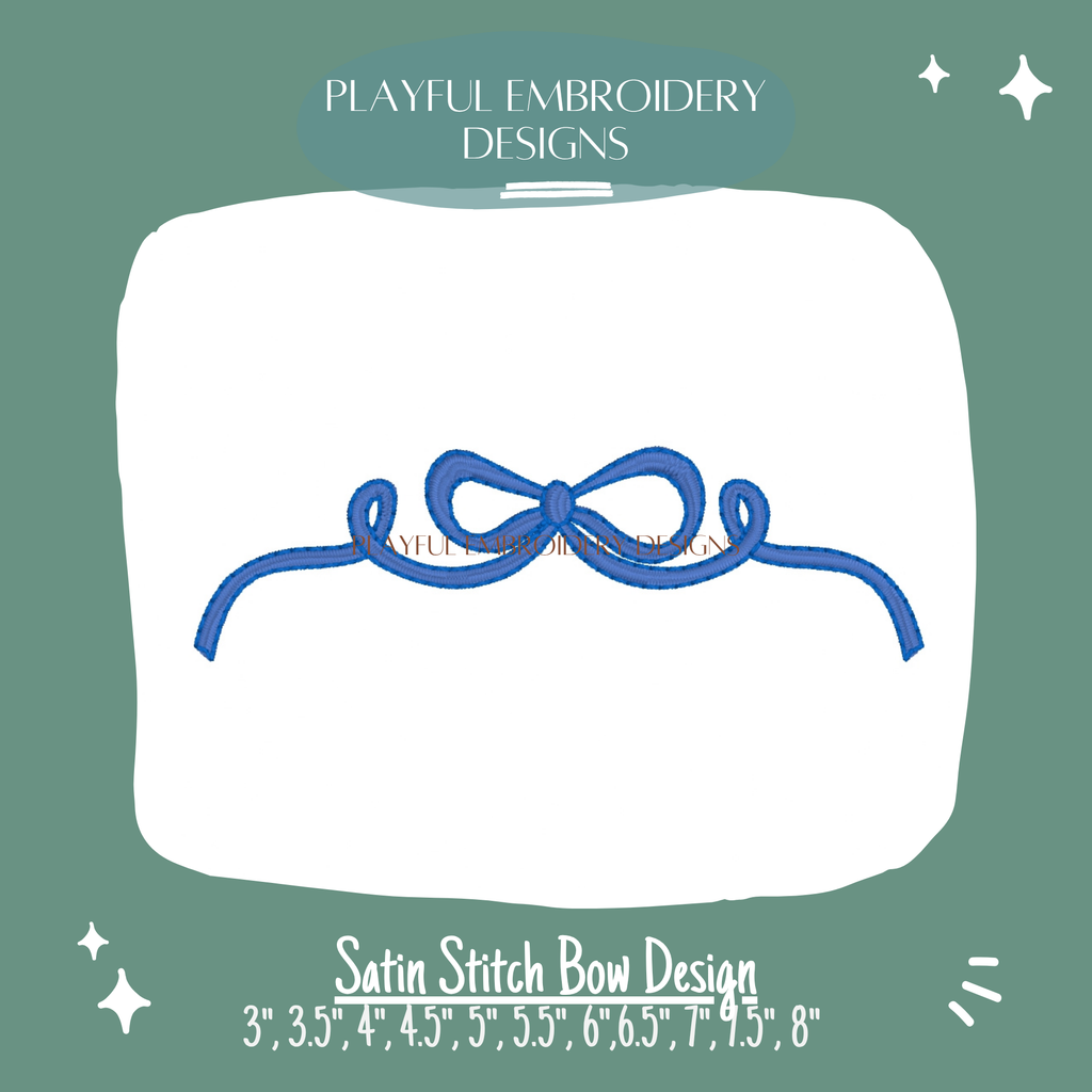 Two Color Satin Stitch Bow Design for Machine Embroidery (Digital File)