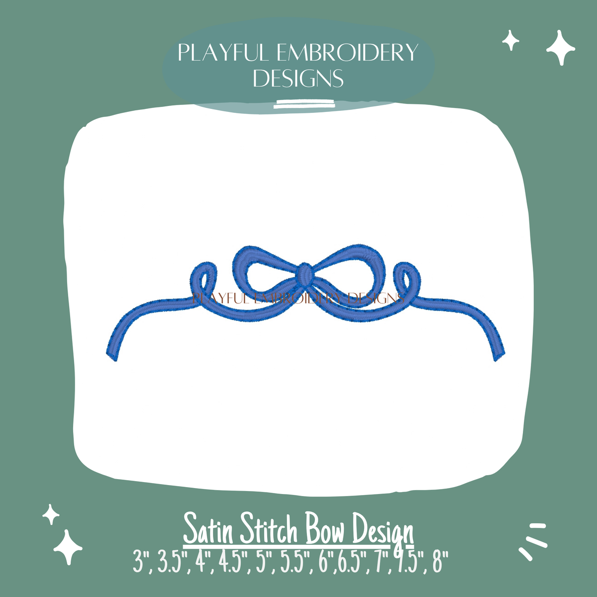 Two Color Satin Stitch Bow Design for Machine Embroidery (Digital File)