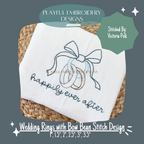 Wedding Rings with Bow Bean Stitch Design for Machine Embroidery (Digital File)