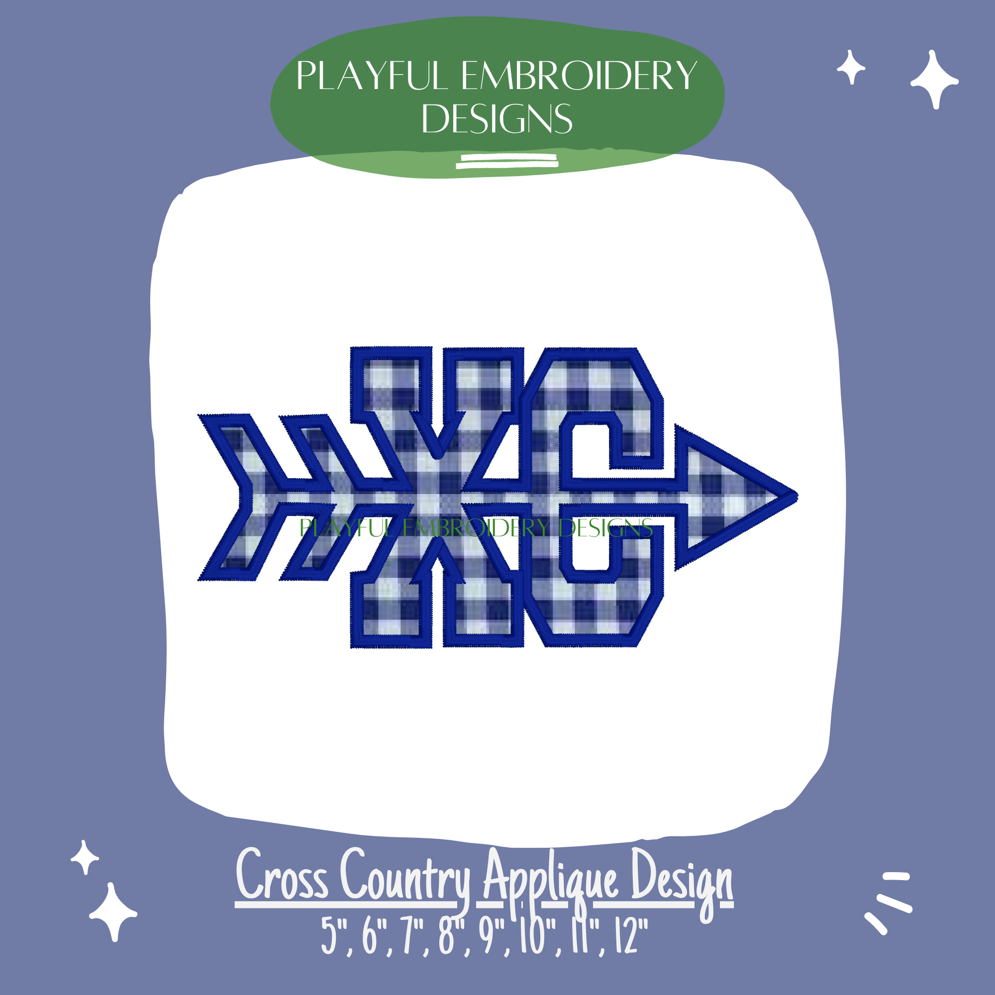 Cross Country Applique Design for Machine Embroidery, XC Arrow Running Applique, Digital Download