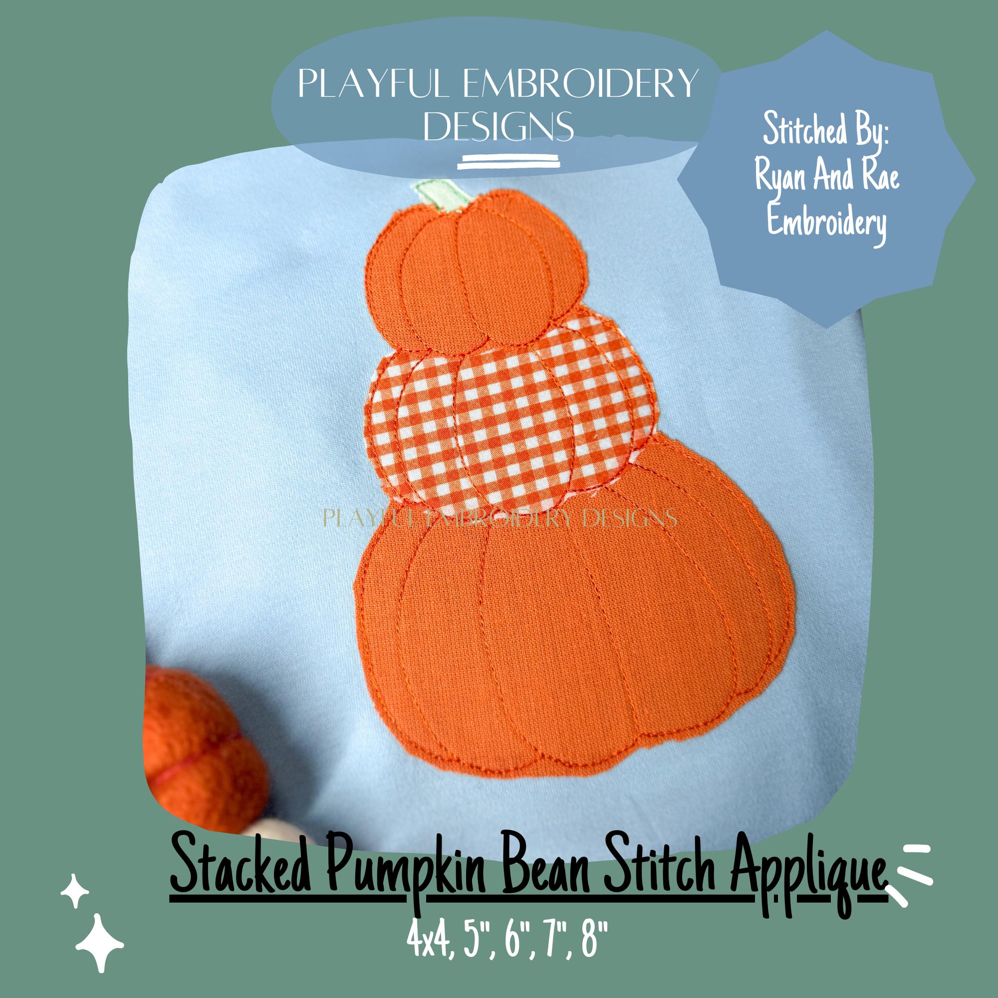 Stacked Pumpkin Trio Bean Stitch Applique Machine Embroidery Design, Applique Pumpkin Design, Simple Pumpkin Design, Bean Stitch Applique
