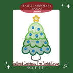 Scalloped Christmas Tree Sketch Design for Machine Embroidery, Christmas Tree Embroidery Design, Sketch Christmas Tree Design