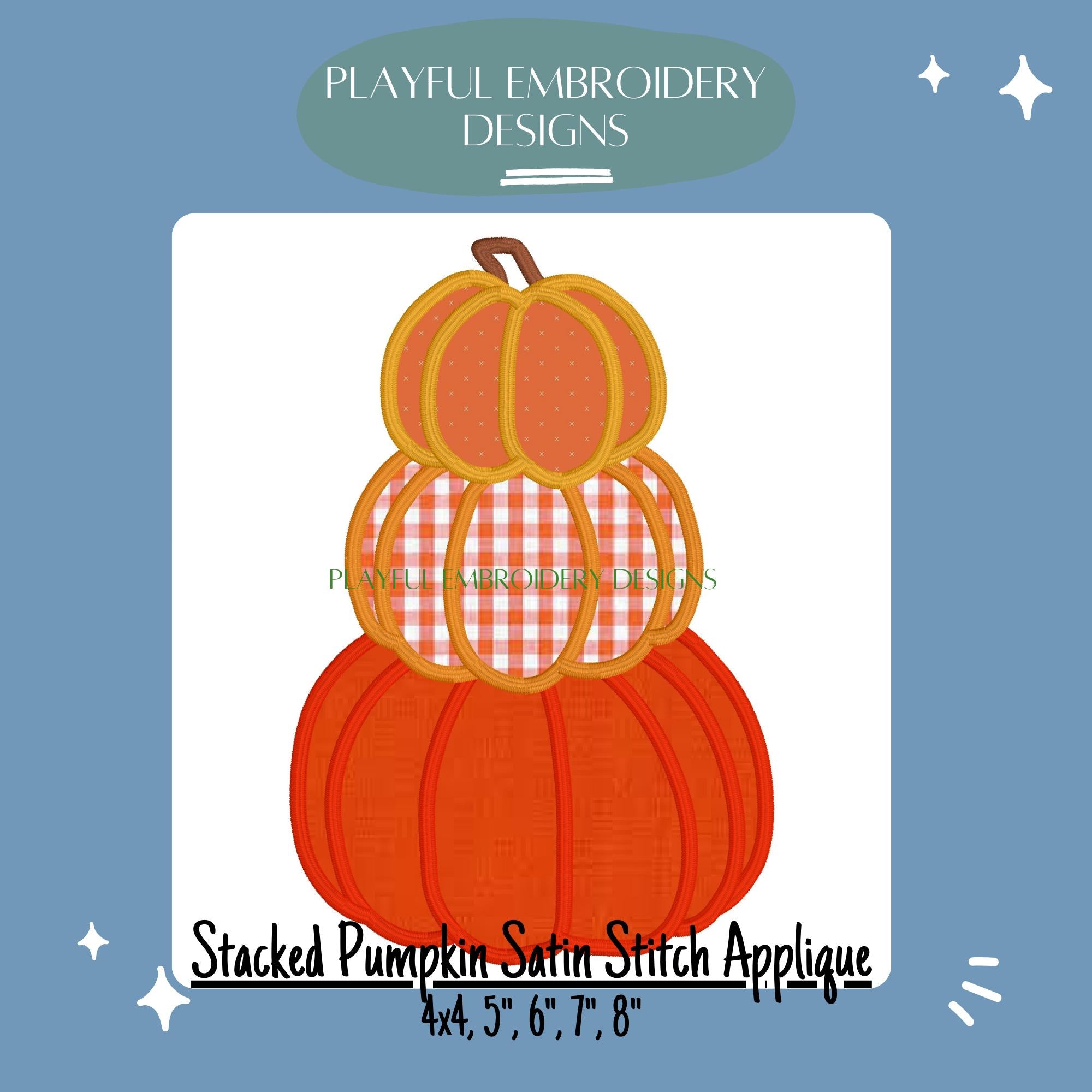 Stacked Pumpkin Trio Satin Stitch Applique Machine Embroidery Design, Applique Pumpkin Design, Simple Pumpkin Design, Satin Stitch Applique