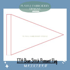 In The Hoop Bean Stitch Pennant Flag Machine Embroidery Design, Simple ITH Pennant Flag, 4x4, 5x7, 6x10, 8x8