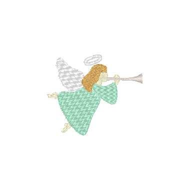 Mini Angel Fill Embroidery Design, Machine Embroidery Design of an Angel with Trumpet
