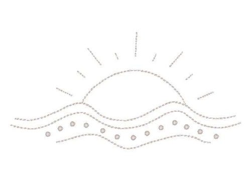Beach, Waves, and Sun Scene Machine Embroidery Design, Beach Embroidery Design, Summer Embroidery Design