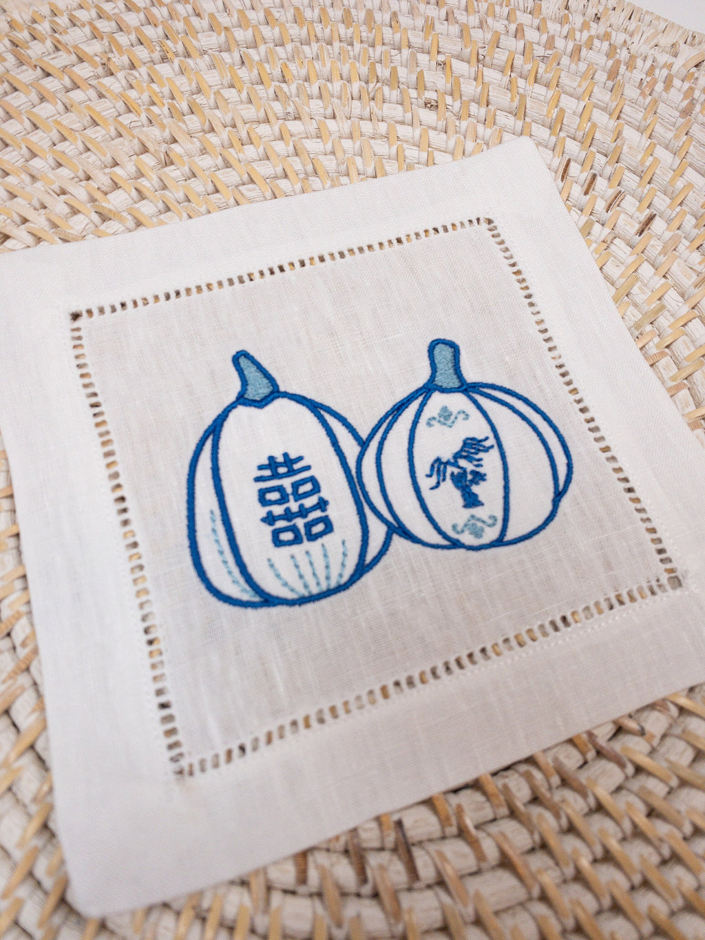 Double Happiness Pumpkin Machine Embroidery Design, Chinoiserie Pumpkin Embroidery Design, Blue Willow Pumpkin Design