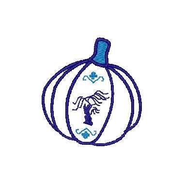 Blue Willow Pumpkin Machine Embroidery Design, Chinsoiserie Pumpkin Embroidery Design, Grandmillennial Embroidery