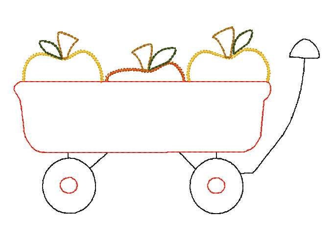 Pumpkins in a Wagon Outline Machine Embroidery Design