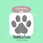 Dog Paw Print Machine Embroidery Design, Sketch Style Dog Paw Embroidery Design