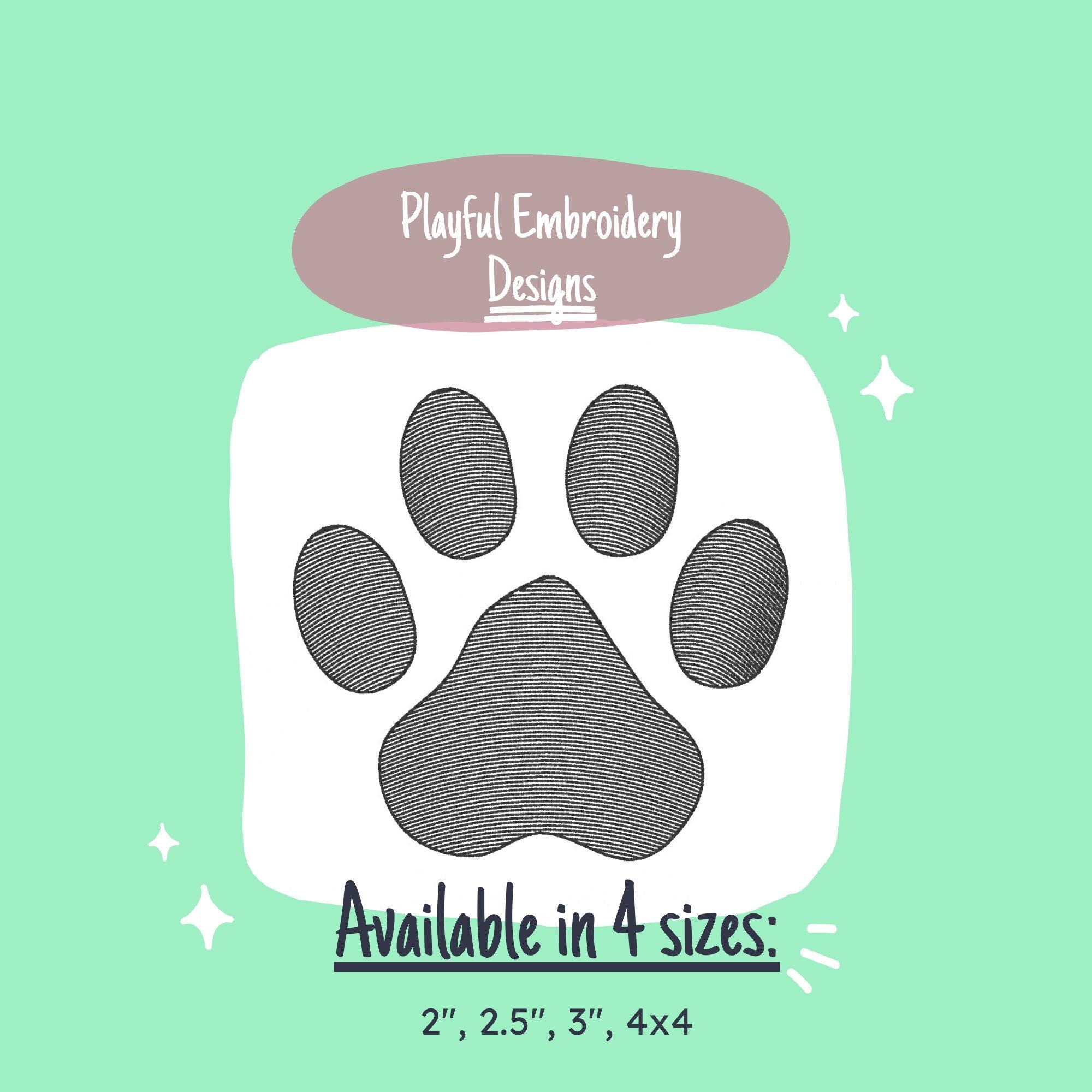 Dog Paw Print Machine Embroidery Design, Sketch Style Dog Paw Embroidery Design