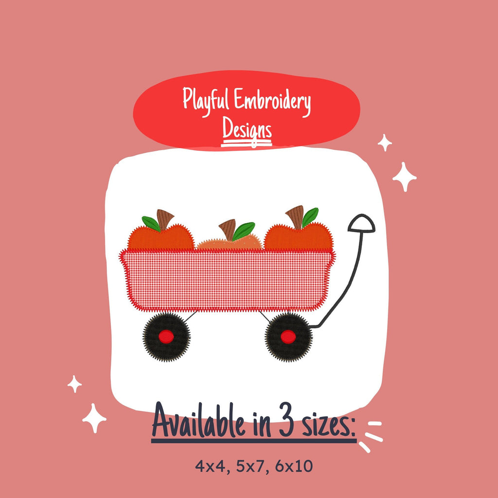 Pumpkins in a Wagon Applique Machine Embroidery Design