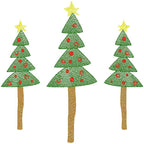Whimsical Sketch Christmas Tree Trio Machine Embroidery Design, 5x7, 6x10, 8x8