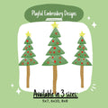 Whimsical Sketch Christmas Tree Trio Machine Embroidery Design, 5x7, 6x10, 8x8