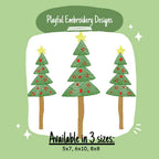 Whimsical Sketch Christmas Tree Trio Machine Embroidery Design, 5x7, 6x10, 8x8