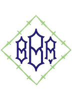 Bamboo Inspired Monogram Frame Machine Embroidery Design, 4x4, 5x7, 6x10, 8x8, Chinoiserie Monogram Frame Design