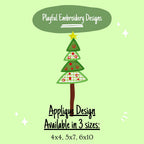 Whimsical Multi Colored Christmas Tree Applique Machine Embroidery Design