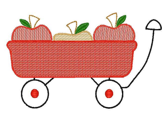 Pumpkins in a Wagon Sketch Machine Embroidery Design, Fall Sketch Designs