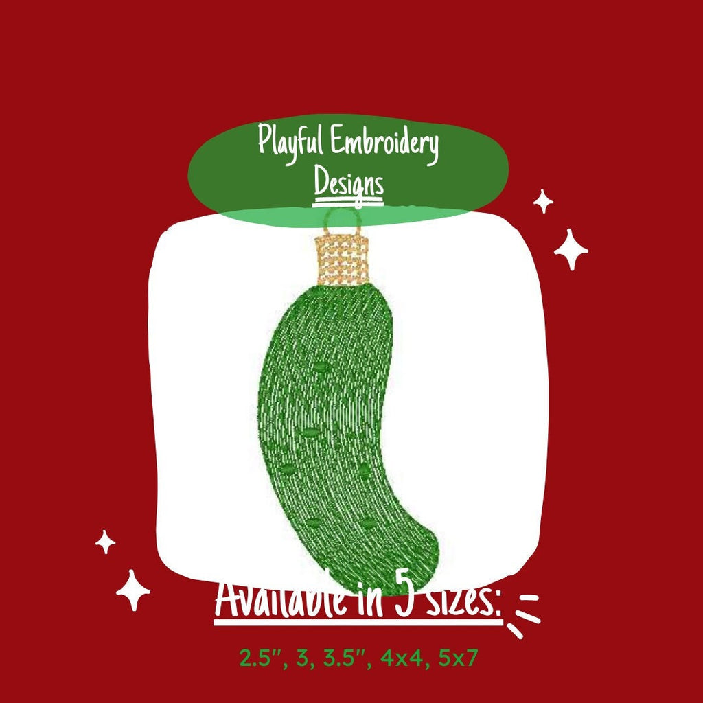 Sketch Pickle Christmas Ornament Machine Embroidery Design