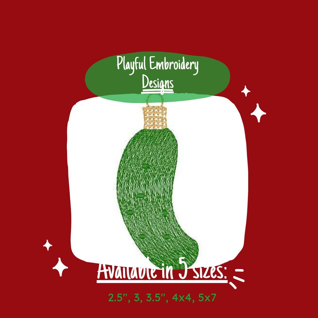 Sketch Pickle Christmas Ornament Machine Embroidery Design