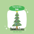 Colorful Whimsical Sketch Christmas Tree Machine Embroidery Design, 4x4, 5x7, 6x10