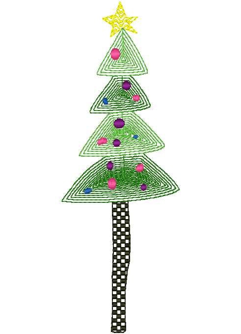 Colorful Funky Contour Christmas Tree Machine Embroidery Design, 4x4, 5x7, 6x10