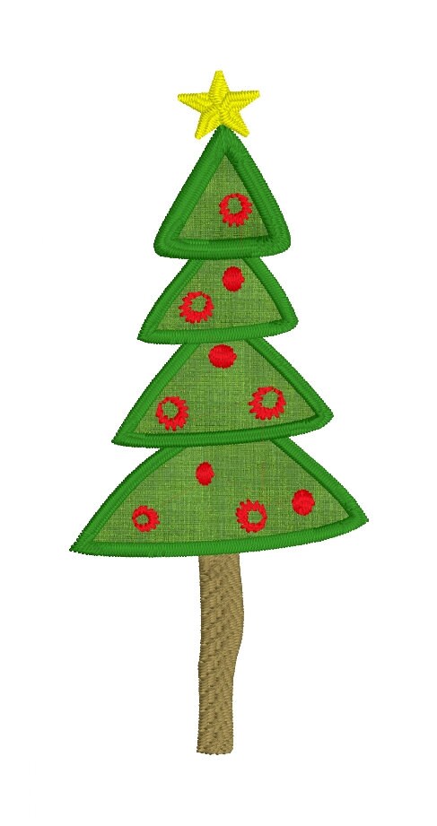 Whimsical Christmas Tree Applique Machine Embroidery Design