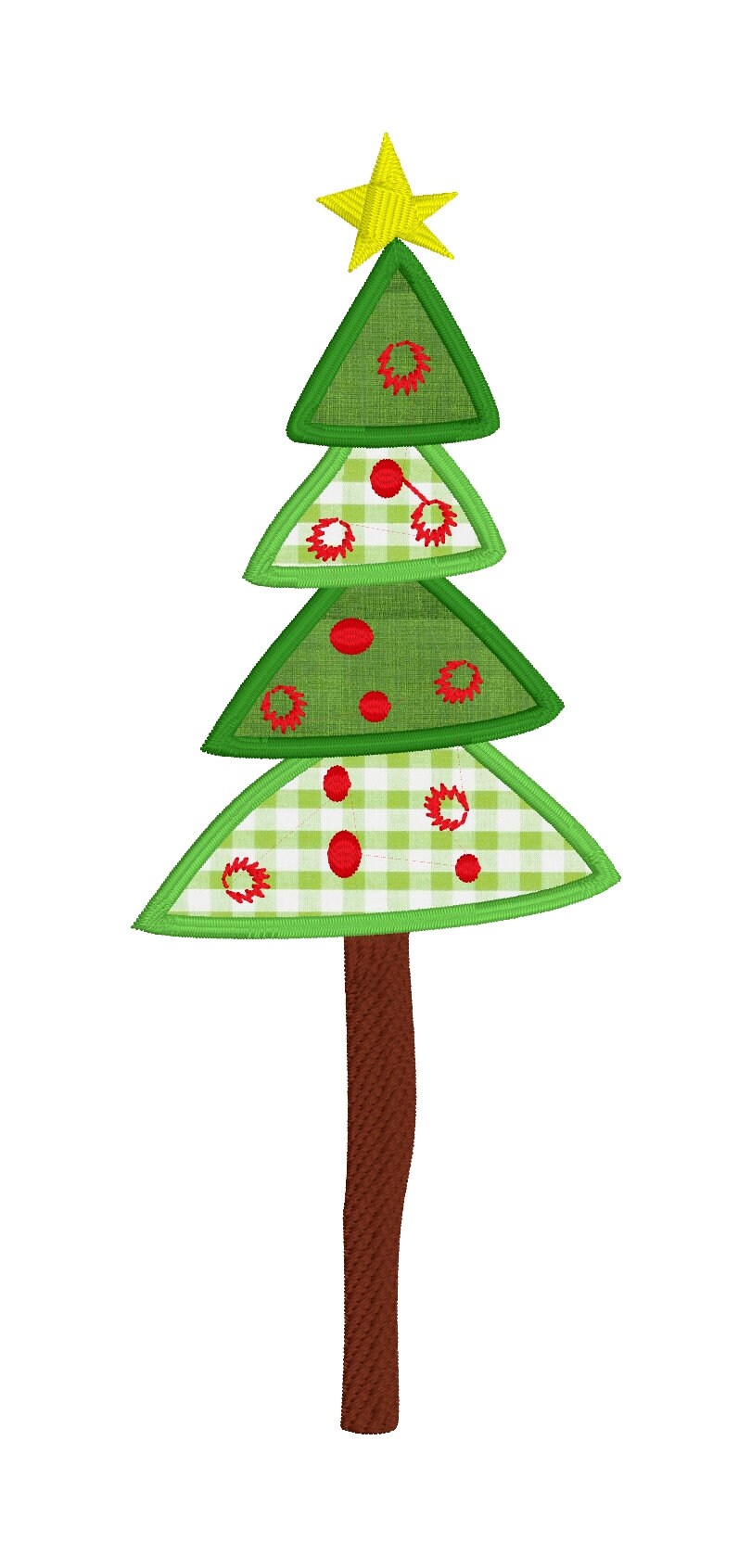Whimsical Multi Colored Christmas Tree Applique Machine Embroidery Design