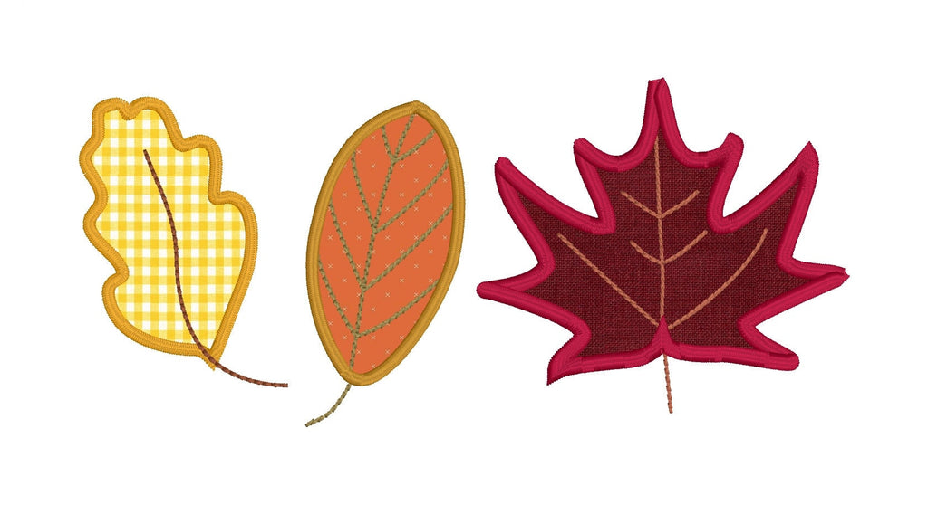 Fall Leaf Trio Applique Machine Embroidery Design