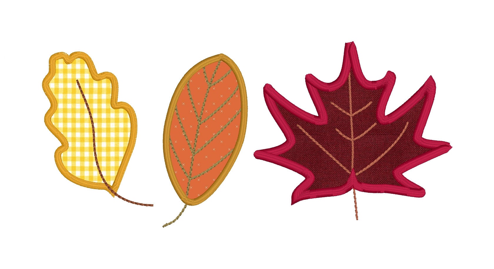 Fall Leaf Trio Applique Machine Embroidery Design