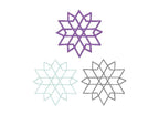 Geometric Snowflake Machine Embroidery Design, Bean Stitch, Back Stitch, Satin Stitch Embroidery Design