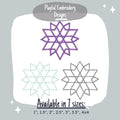Geometric Snowflake Machine Embroidery Design, Bean Stitch, Back Stitch, Satin Stitch Embroidery Design