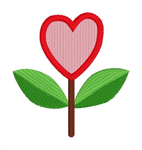 Heart Flower Embroidery Design, Valentine's Machine Embroidery Design, Whimsical Heart Flower Design